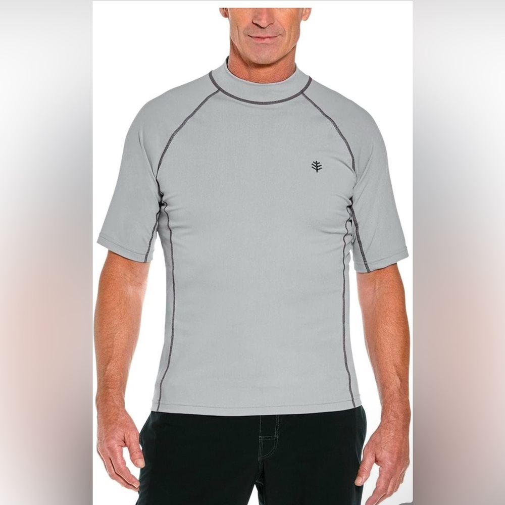 Coolibar UPF 50+ Men's Tulum Short Sleeve Surf Rash Guard Sun Protective5